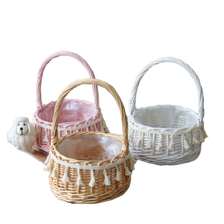 small wicker basket with handle