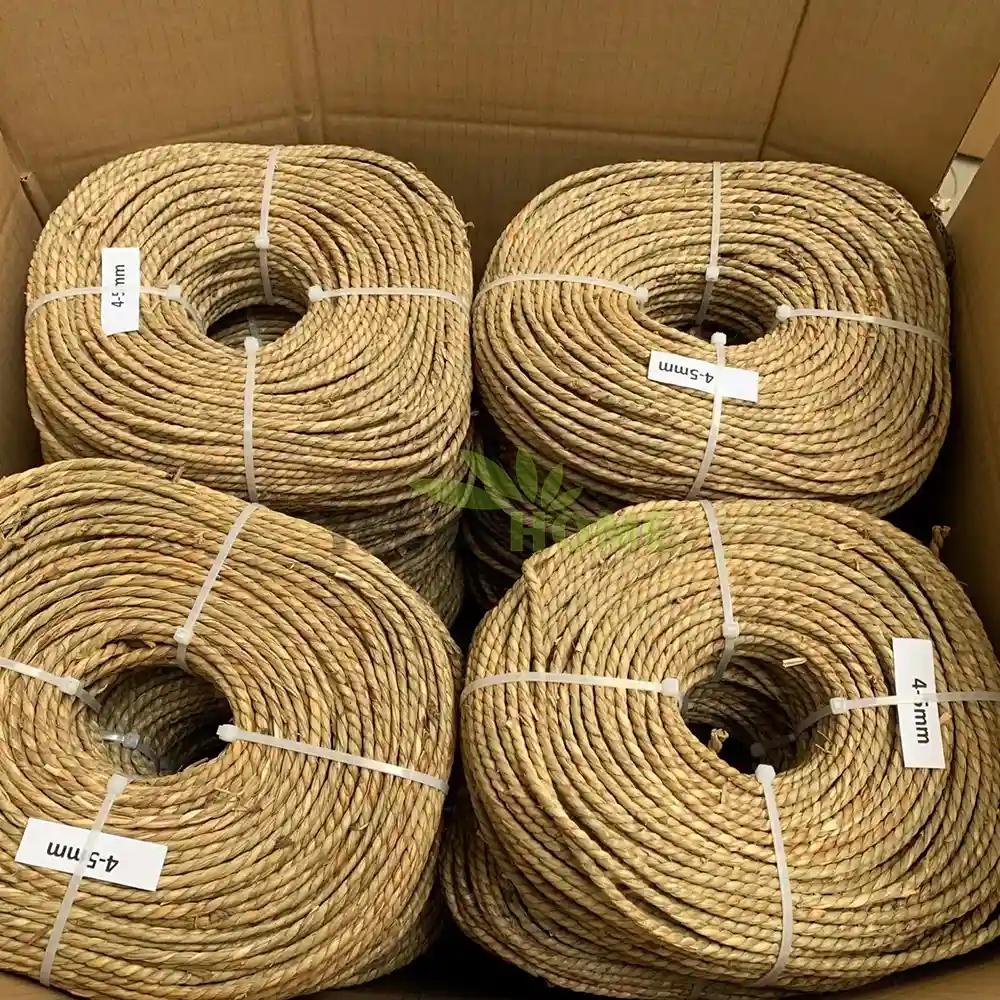 two-ply seagrass rope coils in box