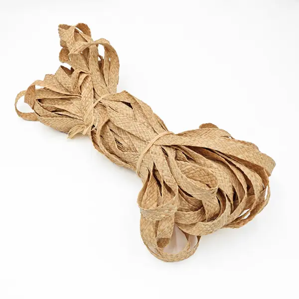 top view of 20mm by 1mm Natural Raffia Braid Strips