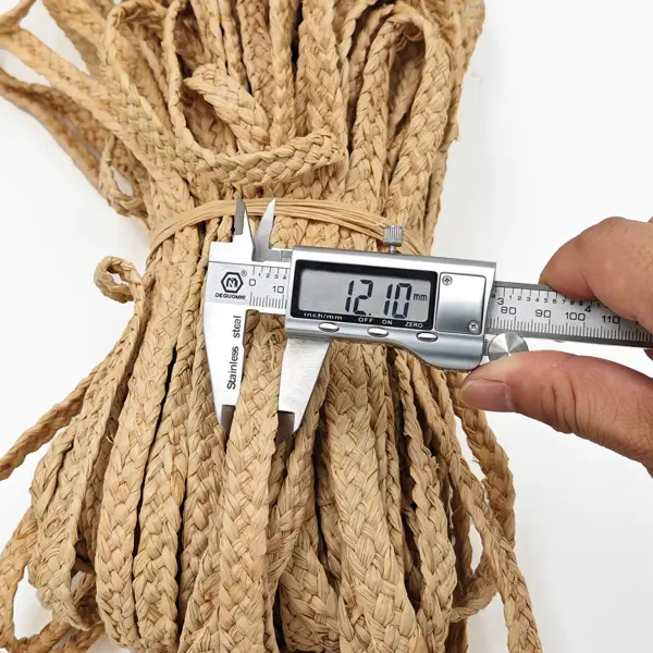Measure the width of 12mm by 3mm natural raffia grass braid strips