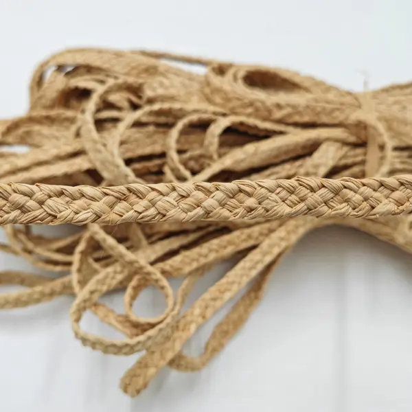 12mm by 3mm natural raffia grass braid strips details