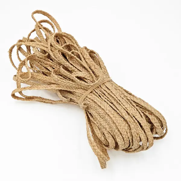 side view of 12mm by 3mm natural raffia grass braid strips