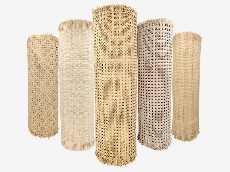 hero banner 800px five different types of rattan cane webbing rolls